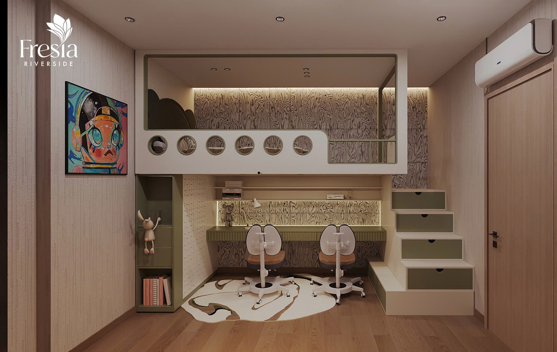 Phòng ngủ trẻ em trong nhà mẫu Fresia Riverside