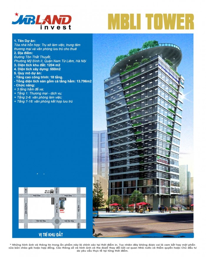 Thông tin tổng quan MBLI Tower Tôn Thất Thuyết, năm 2019.