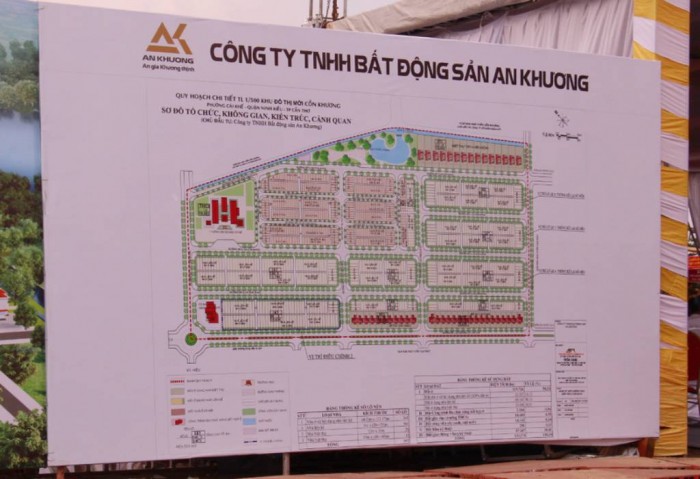 Bảng mặt bằng phân khu Goldland Cồn Khương, năm 2019.