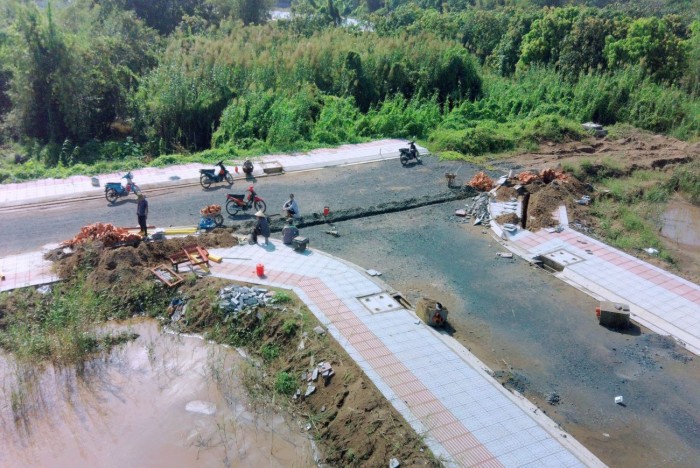 Ảnh thi công hạ tầng Cồn Khương Diamond City, tháng 12/2021.